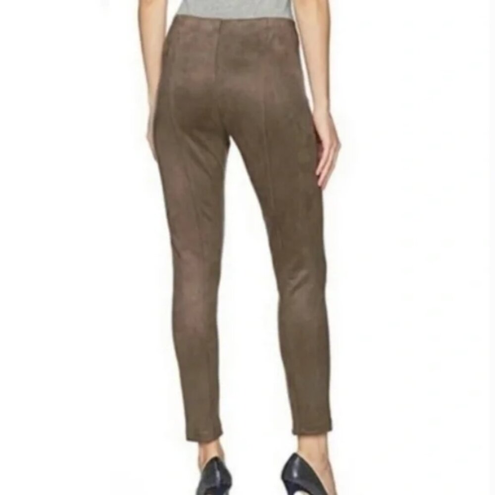 Ivanka Trump Faux Suede Ankle Pants M Dark Taupe - Picture 2 of 7